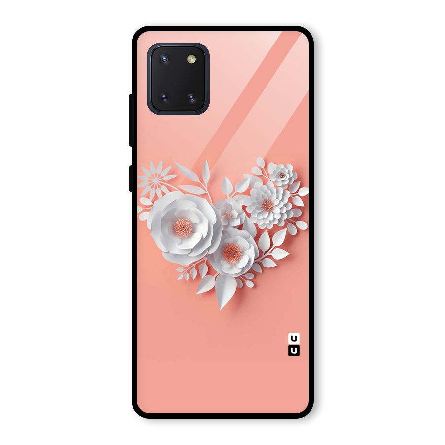 White Paper Flower Glass Back Case for Galaxy Note 10 Lite