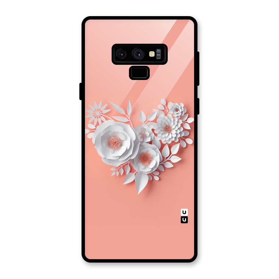 White Paper Flower Glass Back Case for Galaxy Note 9