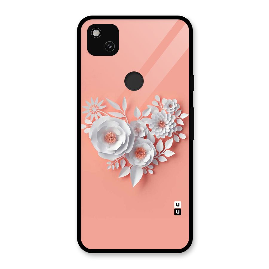 White Paper Flower Glass Back Case for Google Pixel 4a