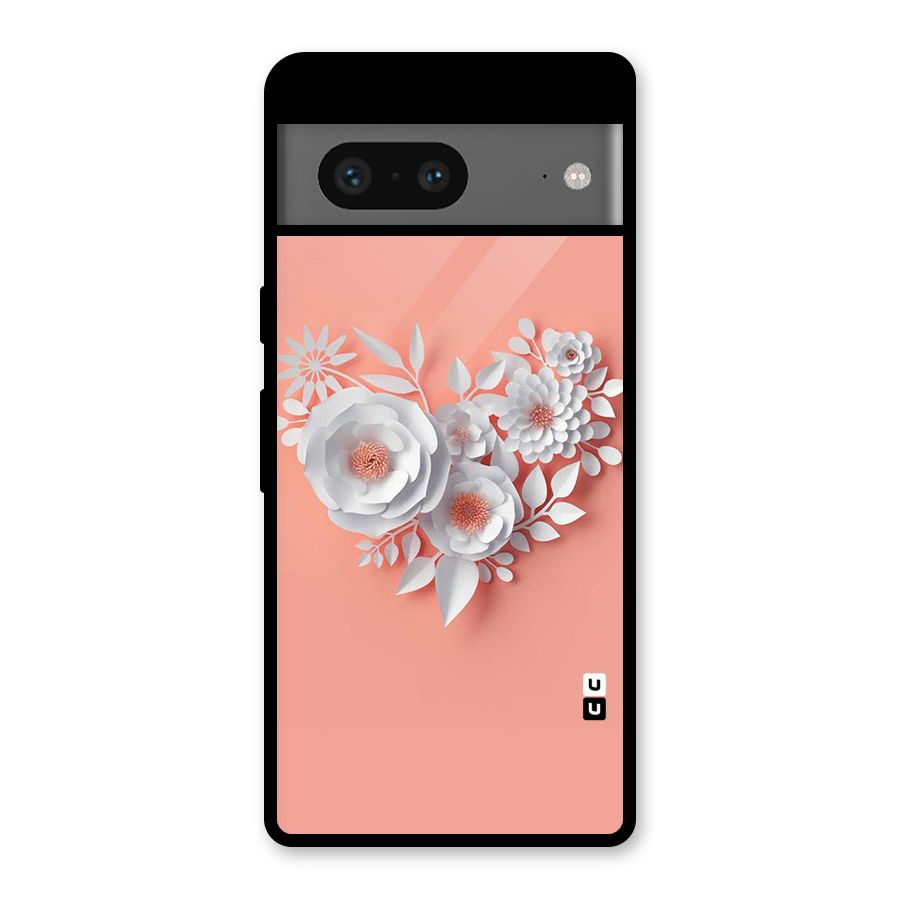 White Paper Flower Glass Back Case for Google Pixel 7