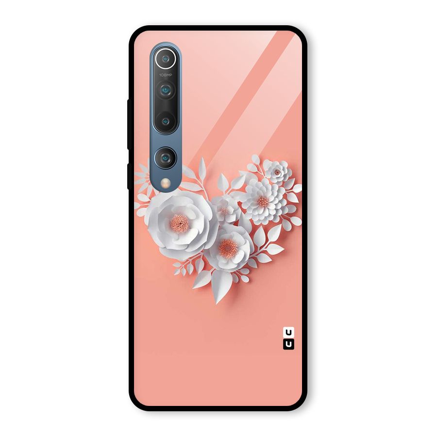 White Paper Flower Glass Back Case for Mi 10