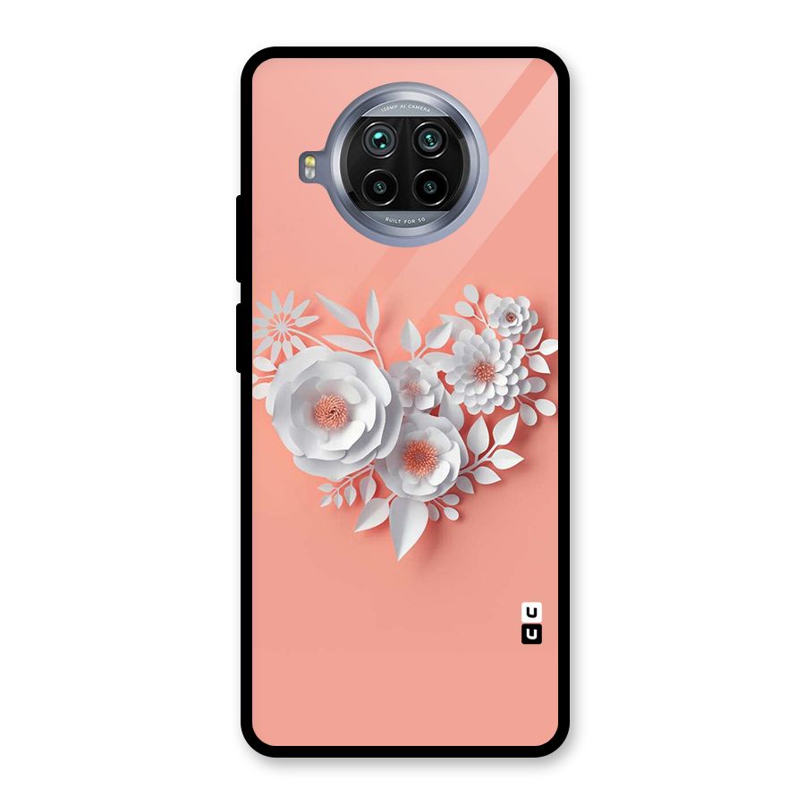White Paper Flower Glass Back Case for Mi 10i