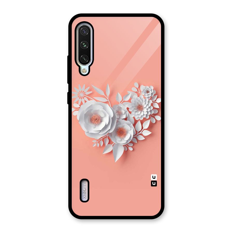 White Paper Flower Glass Back Case for Mi A3