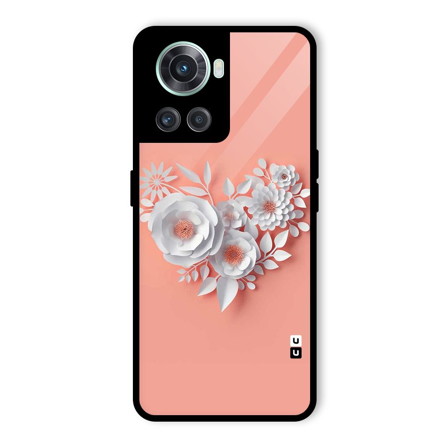 White Paper Flower Glass Back Case for OnePlus 10R