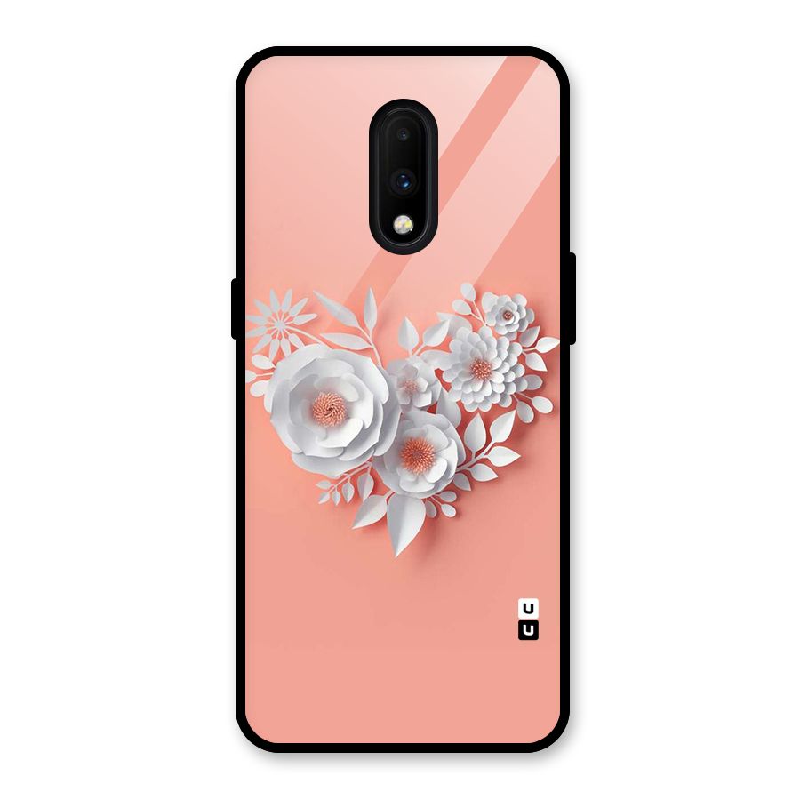 White Paper Flower Glass Back Case for OnePlus 7