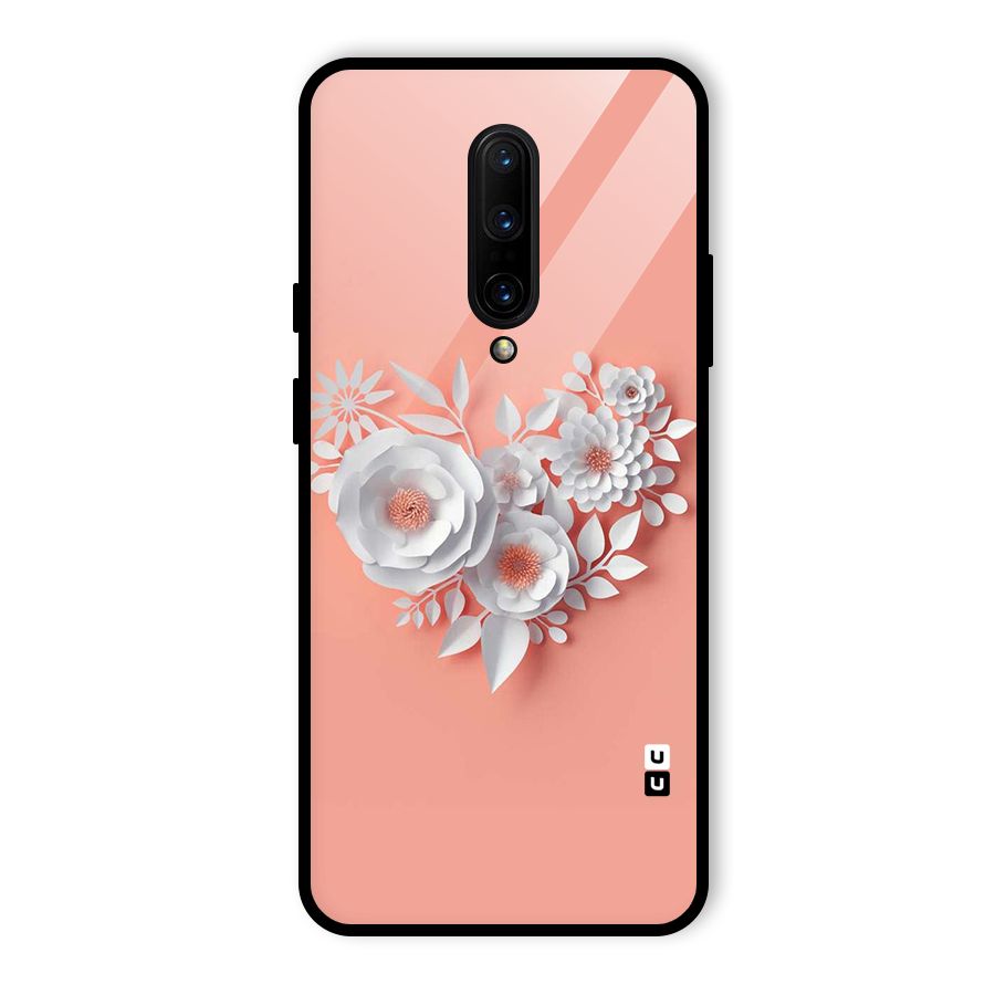 White Paper Flower Glass Back Case for OnePlus 7 Pro