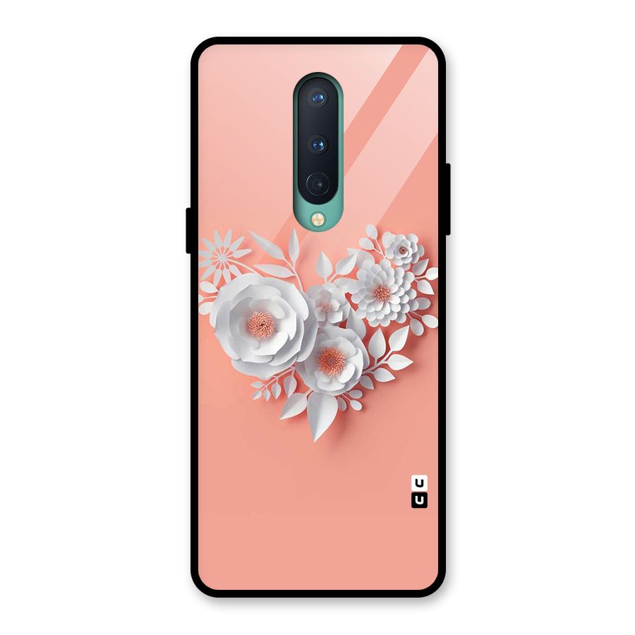 White Paper Flower Glass Back Case for OnePlus 8