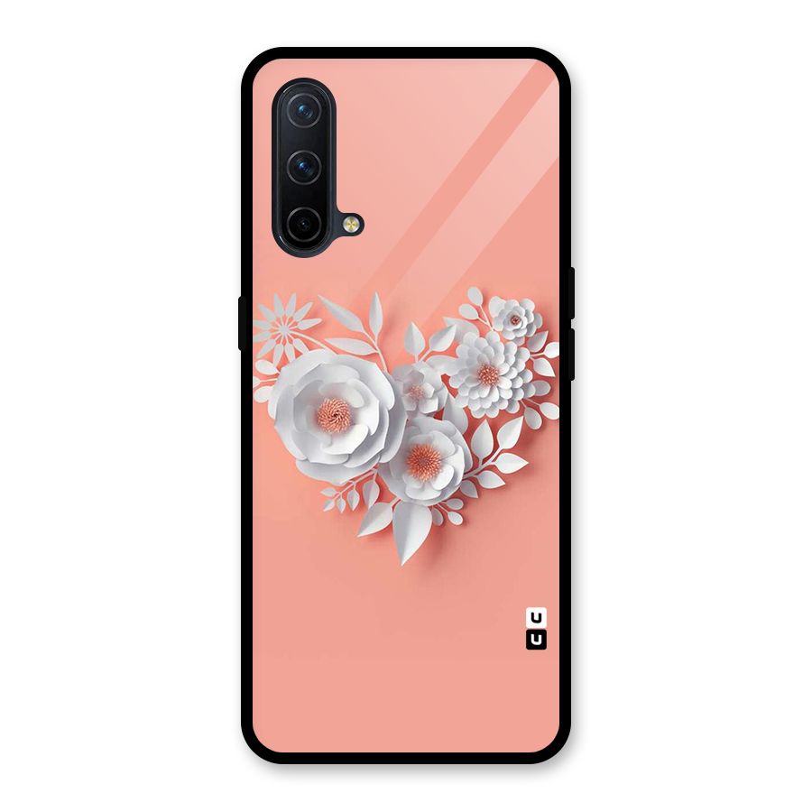 White Paper Flower Glass Back Case for OnePlus Nord CE 5G