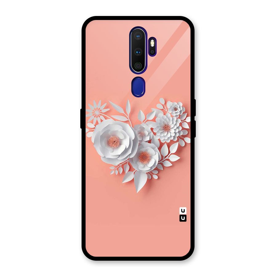 White Paper Flower Glass Back Case for Oppo A9 (2020)