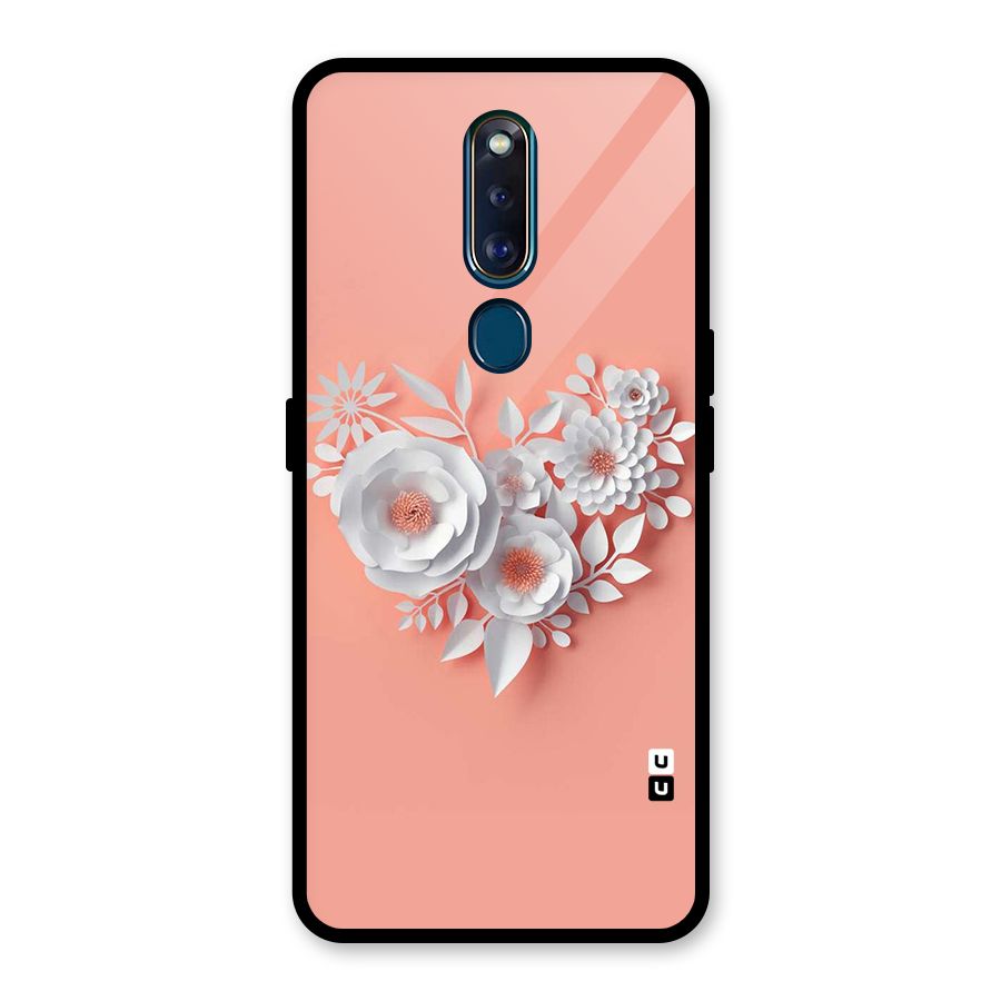 White Paper Flower Glass Back Case for Oppo F11 Pro