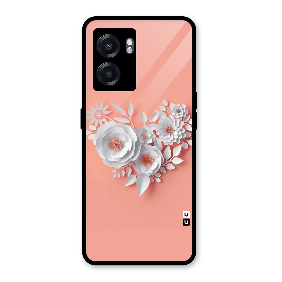 White Paper Flower Glass Back Case for Oppo K10 (5G)