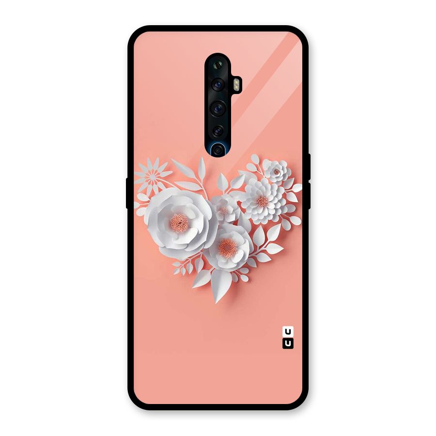 White Paper Flower Glass Back Case for Oppo Reno2 F