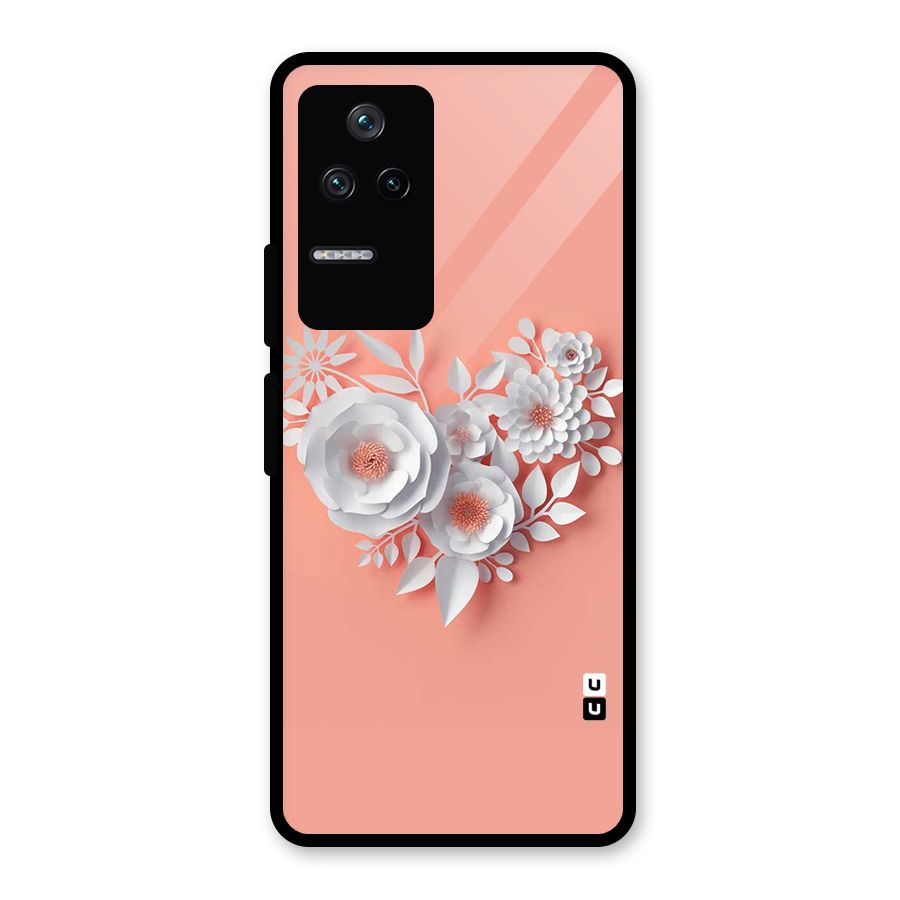 White Paper Flower Glass Back Case for Poco F4 5G