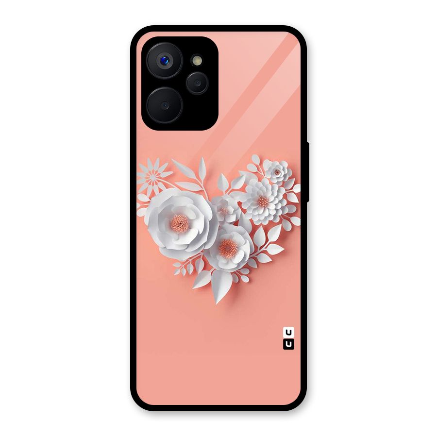 White Paper Flower Glass Back Case for Realme 9i 5G