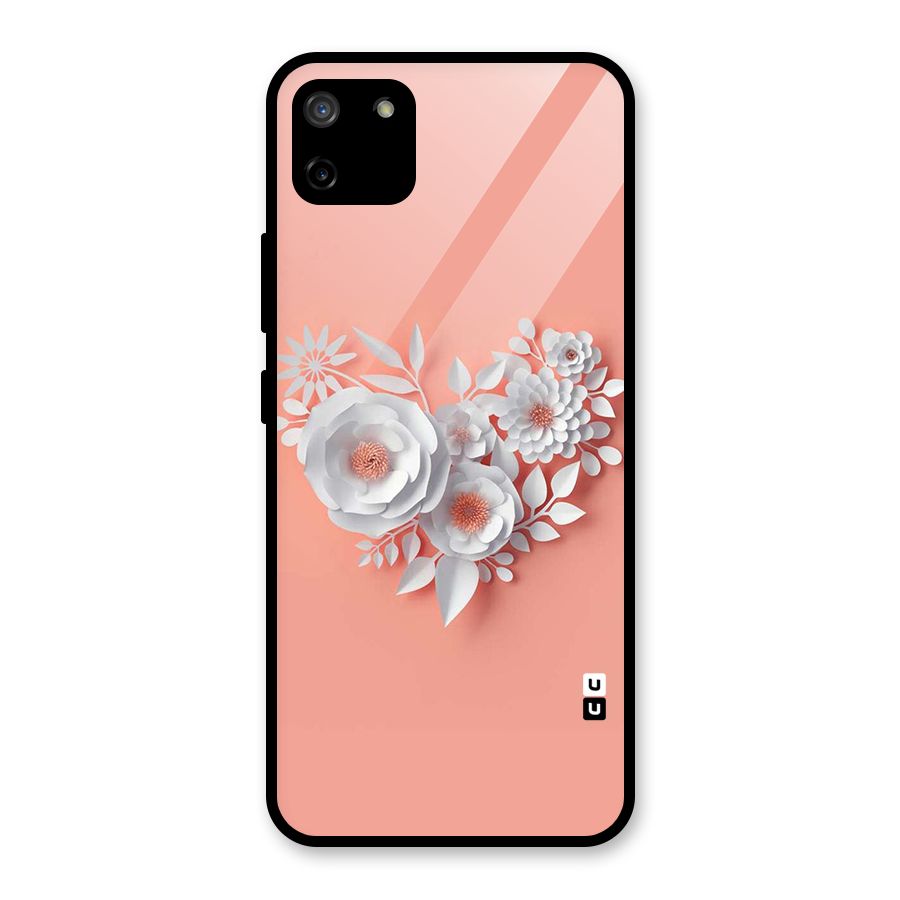 White Paper Flower Glass Back Case for Realme C11
