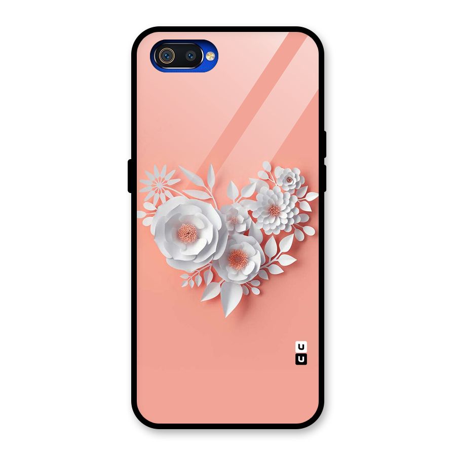 White Paper Flower Glass Back Case for Realme C2