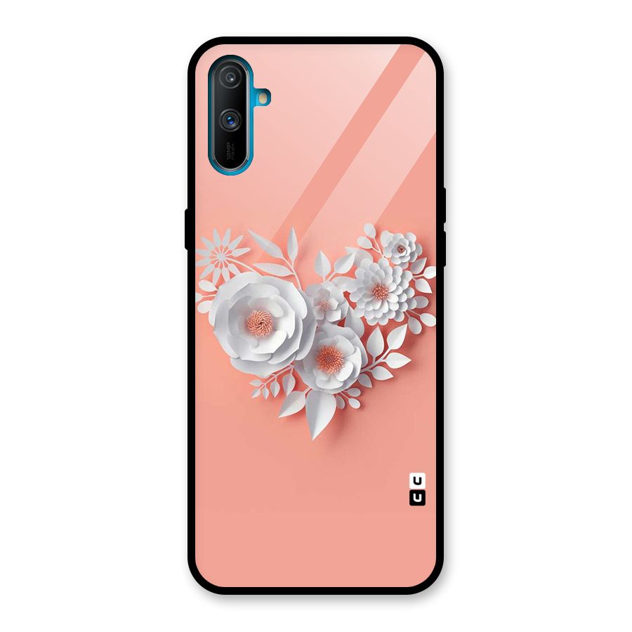 White Paper Flower Glass Back Case for Realme C3