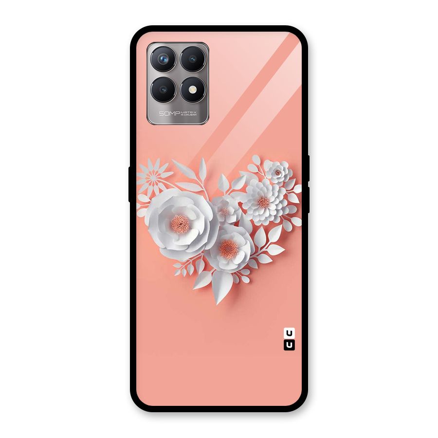 White Paper Flower Glass Back Case for Realme Narzo 50