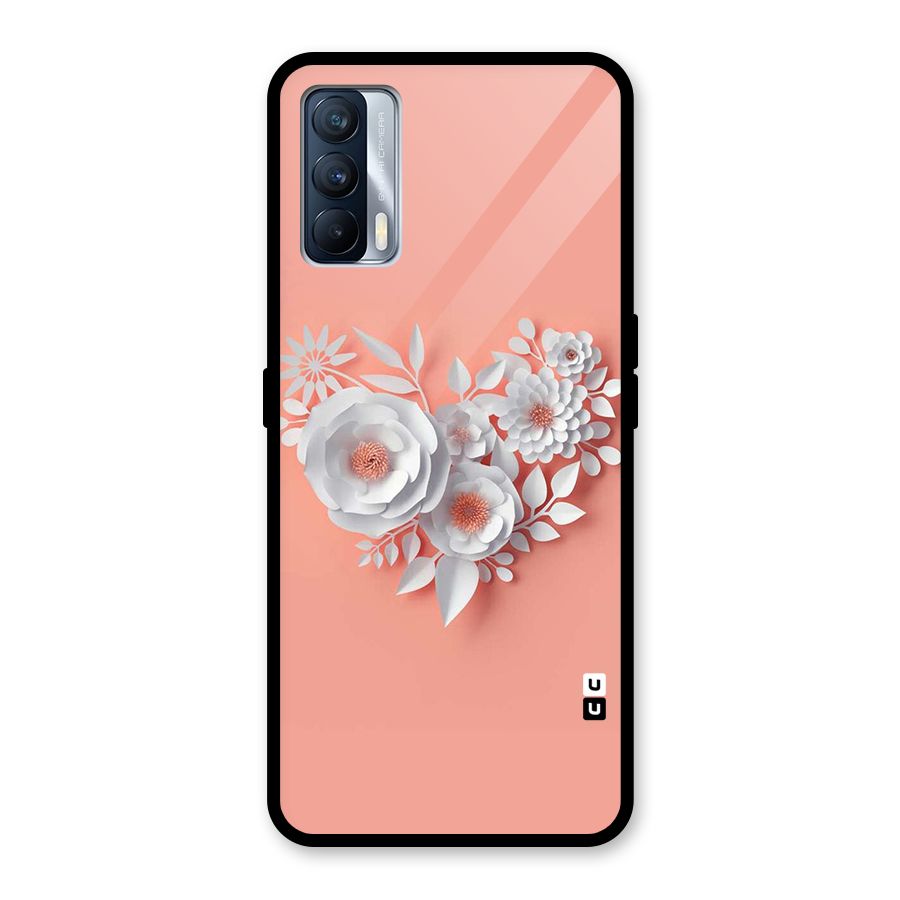 White Paper Flower Glass Back Case for Realme X7