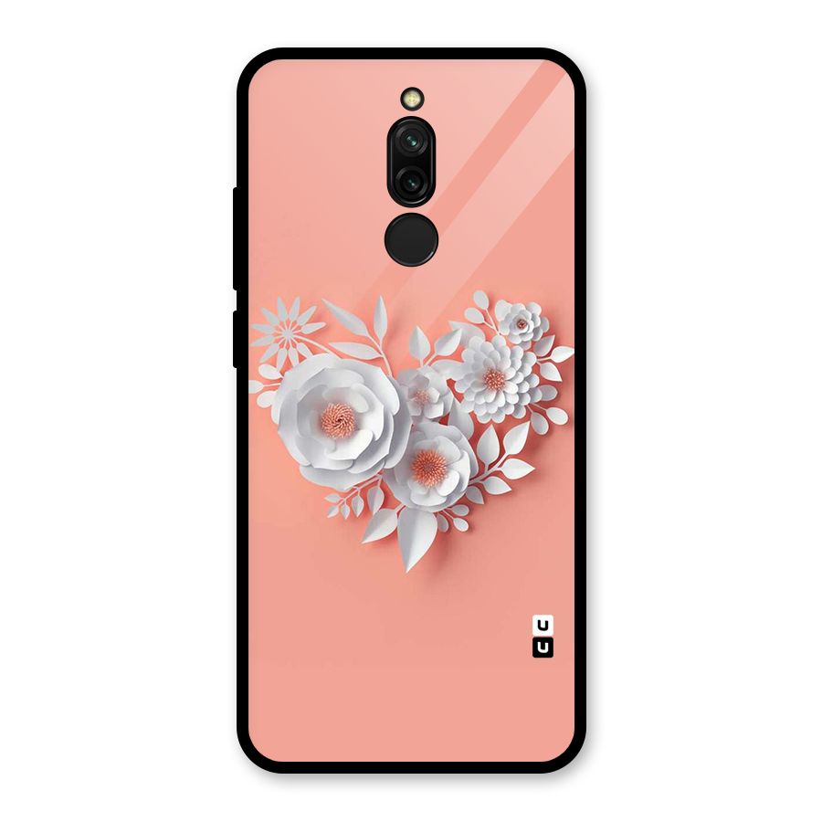 White Paper Flower Glass Back Case for Redmi 8