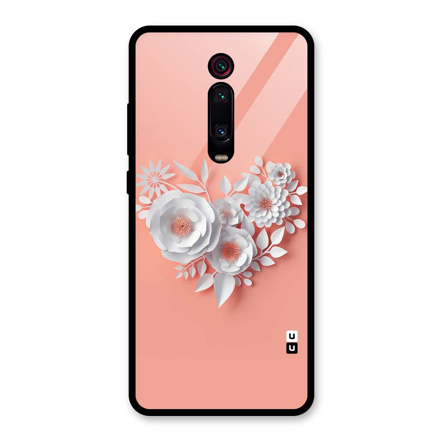 White Paper Flower Glass Back Case for Redmi K20 Pro