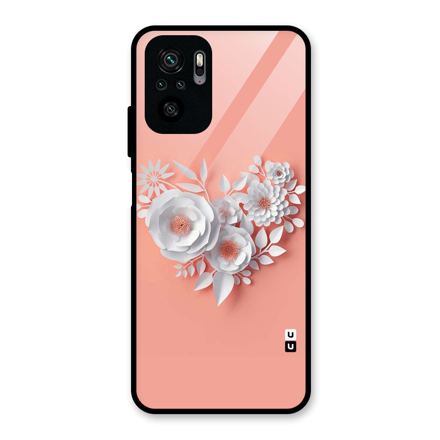 White Paper Flower Glass Back Case for Redmi Note 10S