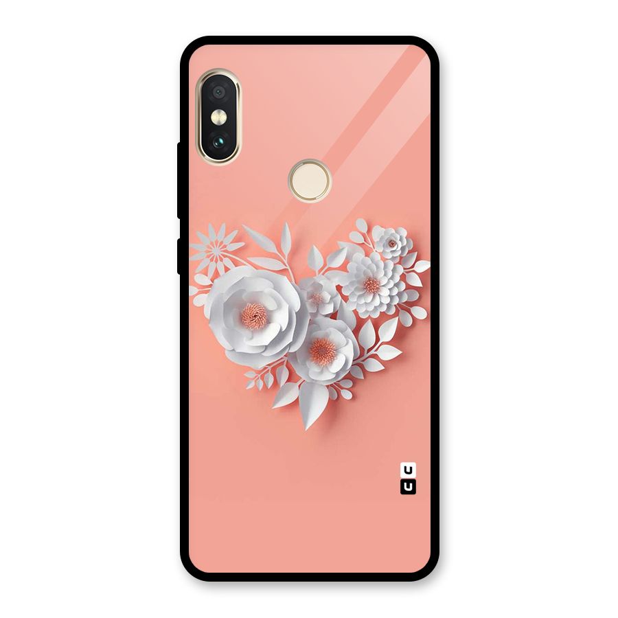 White Paper Flower Glass Back Case for Redmi Note 5 Pro