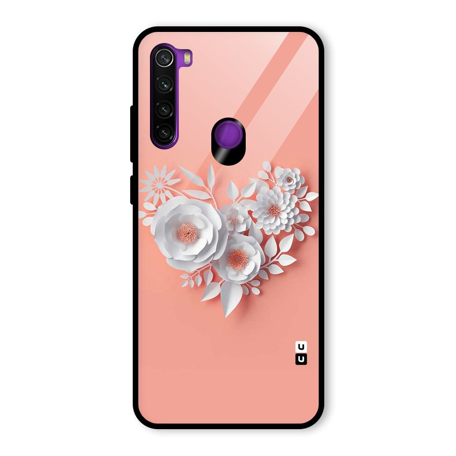 White Paper Flower Glass Back Case for Redmi Note 8