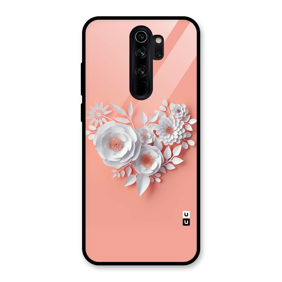 White Paper Flower Glass Back Case for Redmi Note 8 Pro