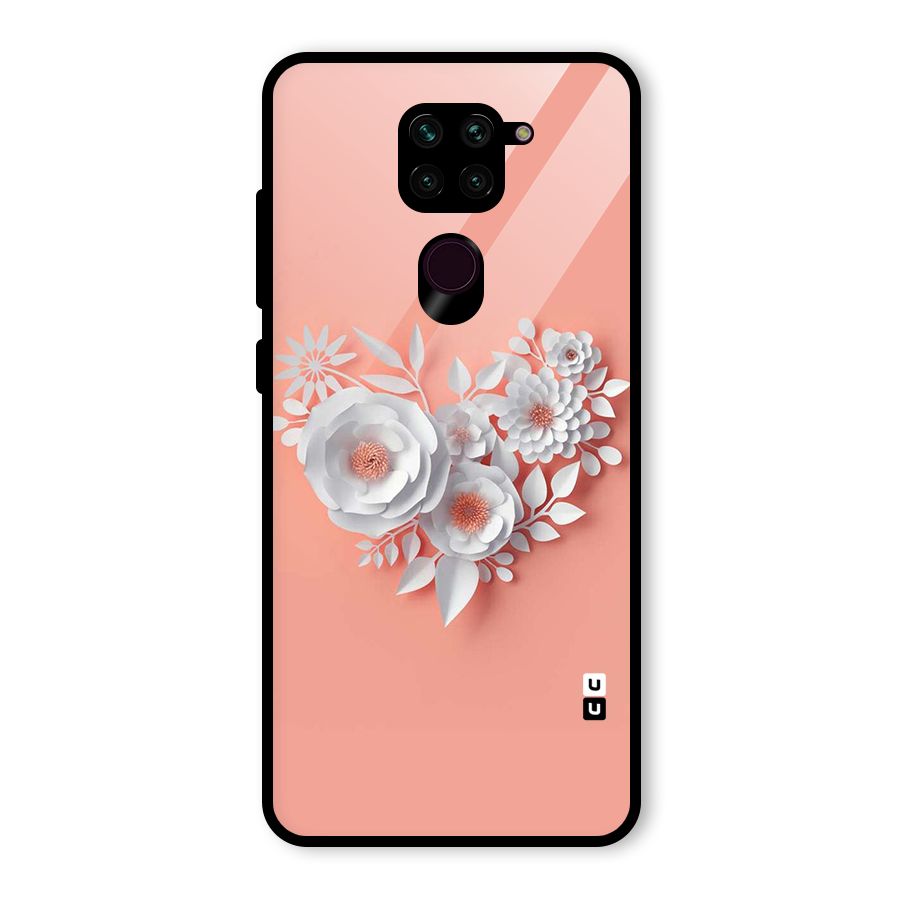 White Paper Flower Glass Back Case for Redmi Note 9