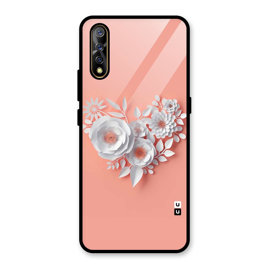 White Paper Flower Glass Back Case for Vivo S1