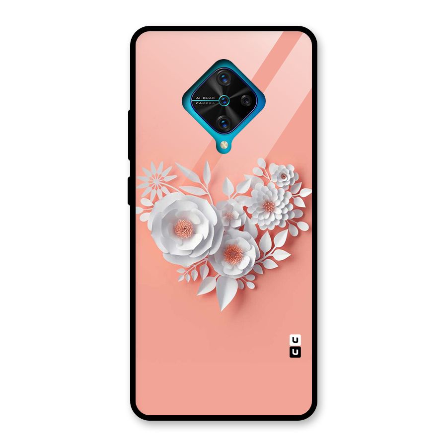 White Paper Flower Glass Back Case for Vivo S1 Pro