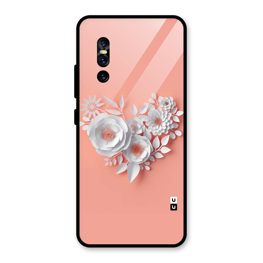 White Paper Flower Glass Back Case for Vivo V15 Pro