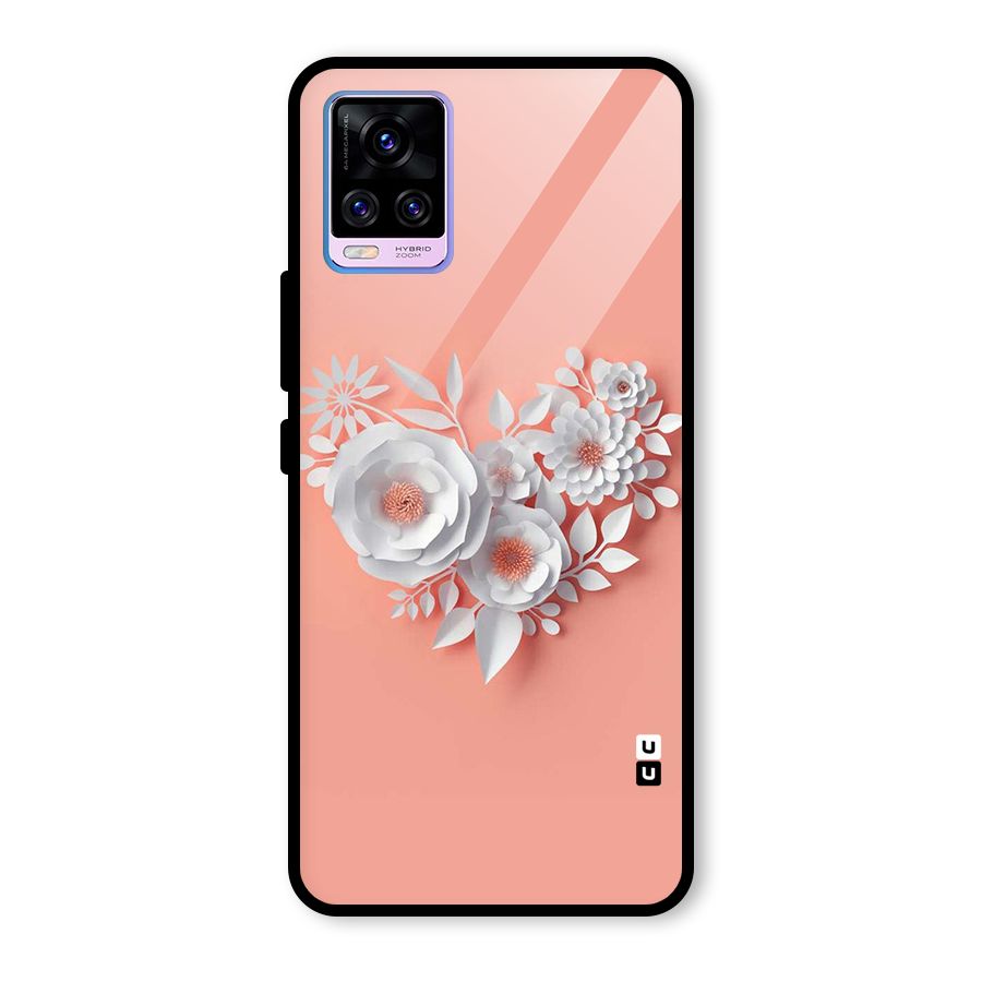 White Paper Flower Glass Back Case for Vivo V20 Pro