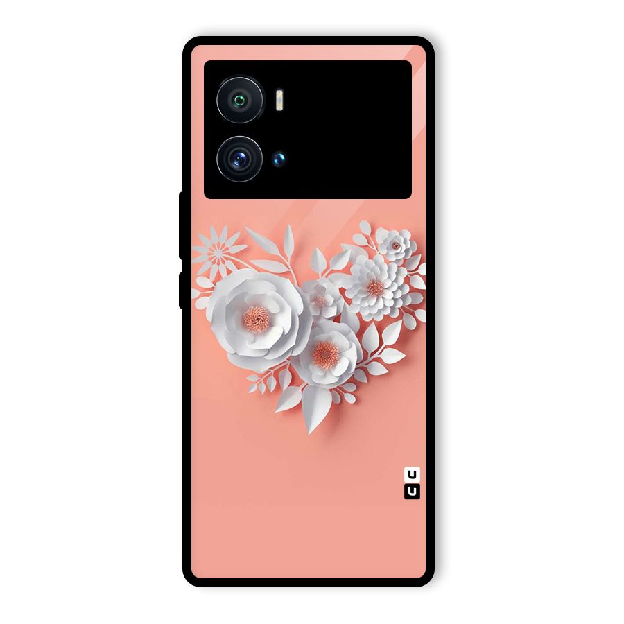White Paper Flower Glass Back Case for Vivo iQOO 9 Pro