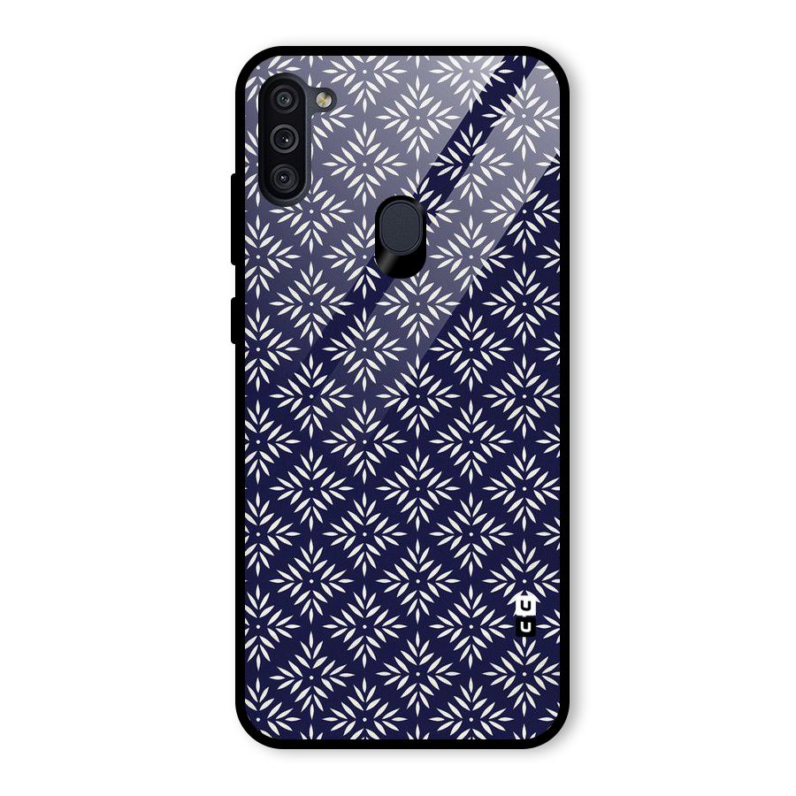 White Petals Pattern Glass Back Case for Galaxy M11