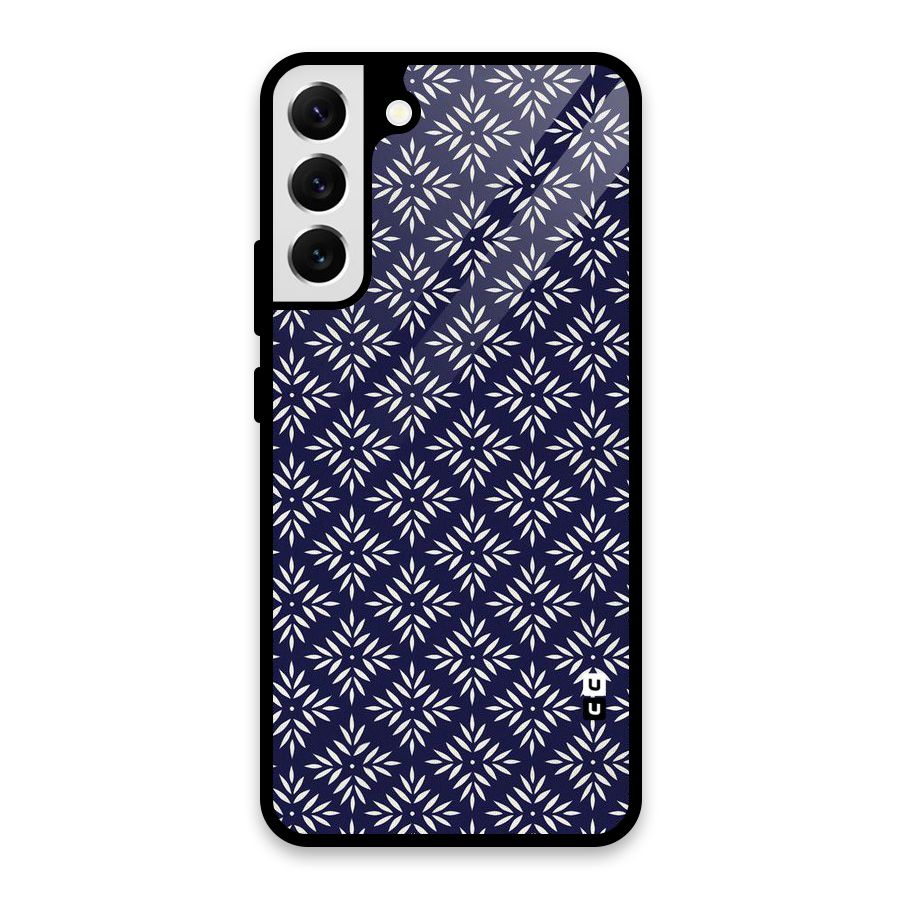 White Petals Pattern Glass Back Case for Galaxy S22 Plus 5G
