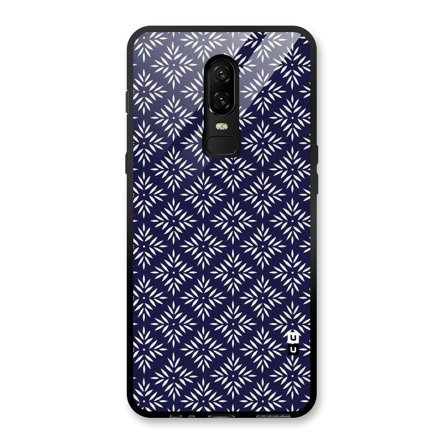White Petals Pattern Glass Back Case for OnePlus 6