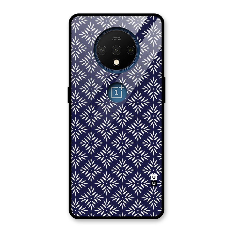 White Petals Pattern Glass Back Case for OnePlus 7T
