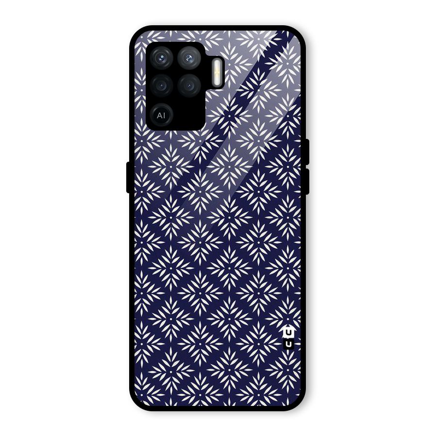 White Petals Pattern Glass Back Case for Oppo F19 Pro