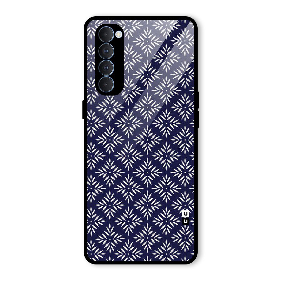 White Petals Pattern Glass Back Case for Oppo Reno4 Pro