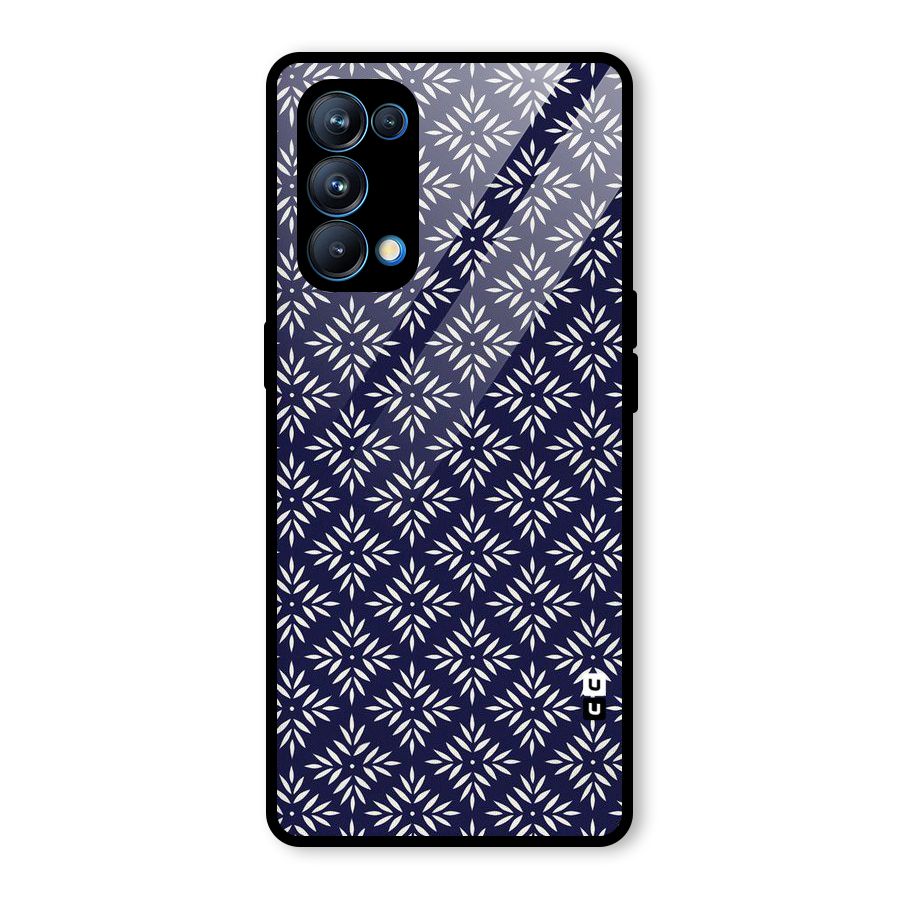 White Petals Pattern Glass Back Case for Oppo Reno5 Pro 5G