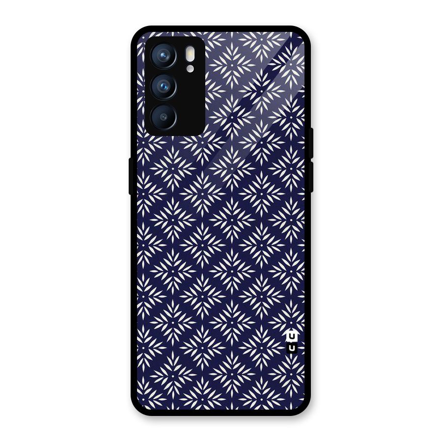 White Petals Pattern Glass Back Case for Oppo Reno6 5G