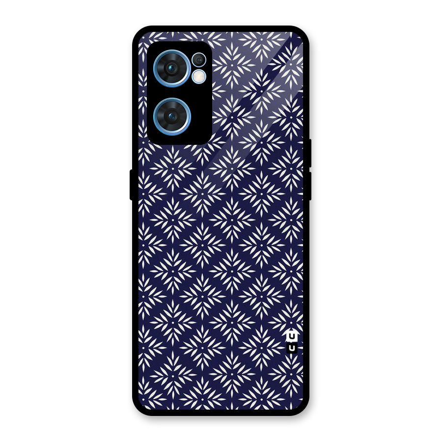 White Petals Pattern Glass Back Case for Oppo Reno7 5G