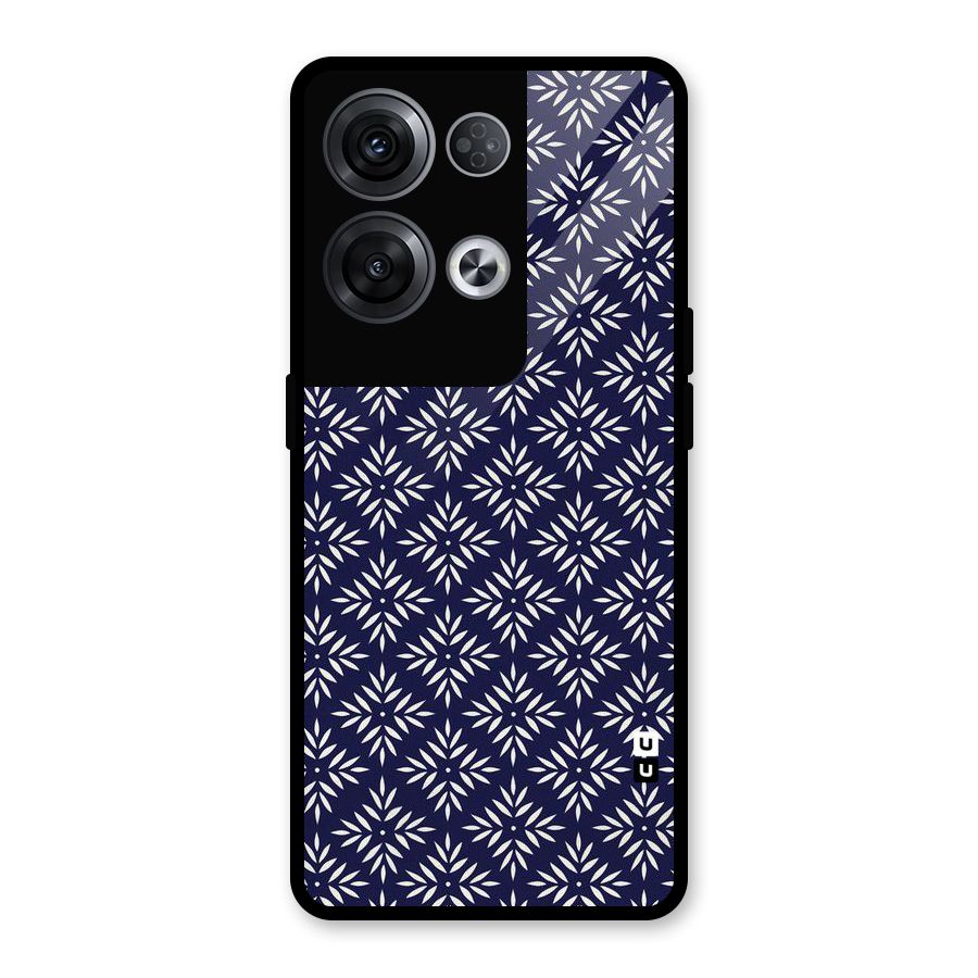 White Petals Pattern Glass Back Case for Oppo Reno8 Pro 5G