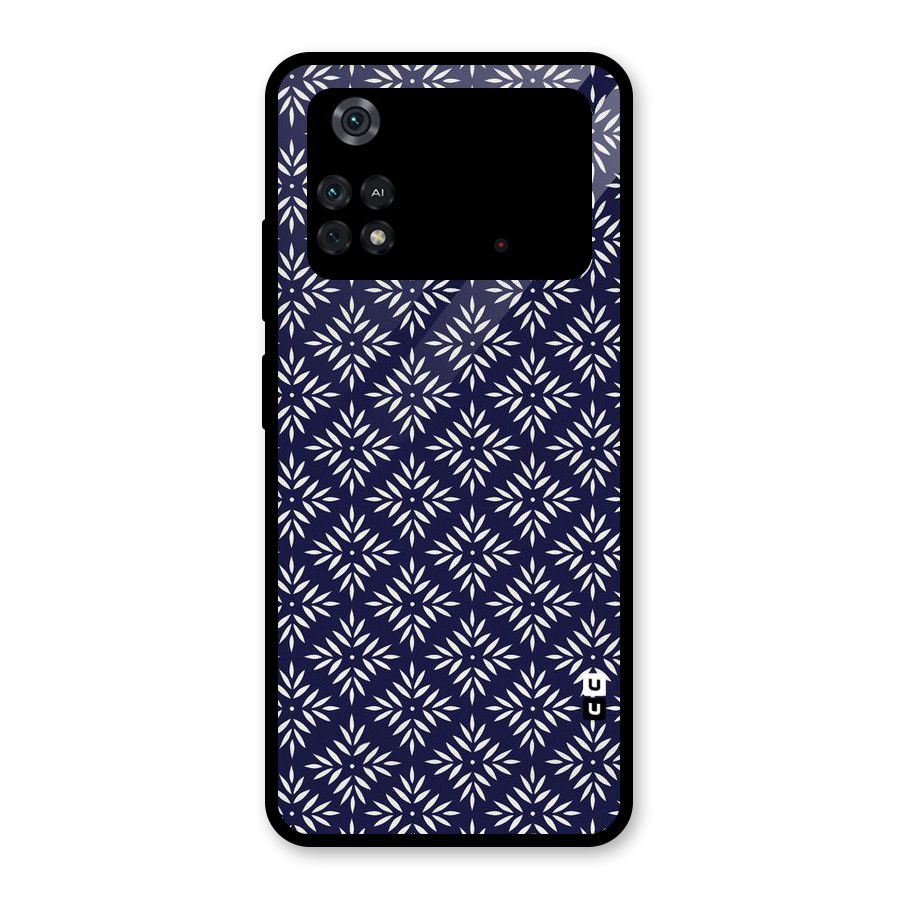 White Petals Pattern Glass Back Case for Poco M4 Pro 4G