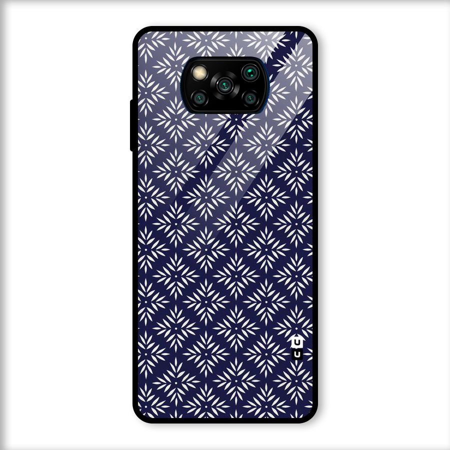 White Petals Pattern Glass Back Case for Poco X3