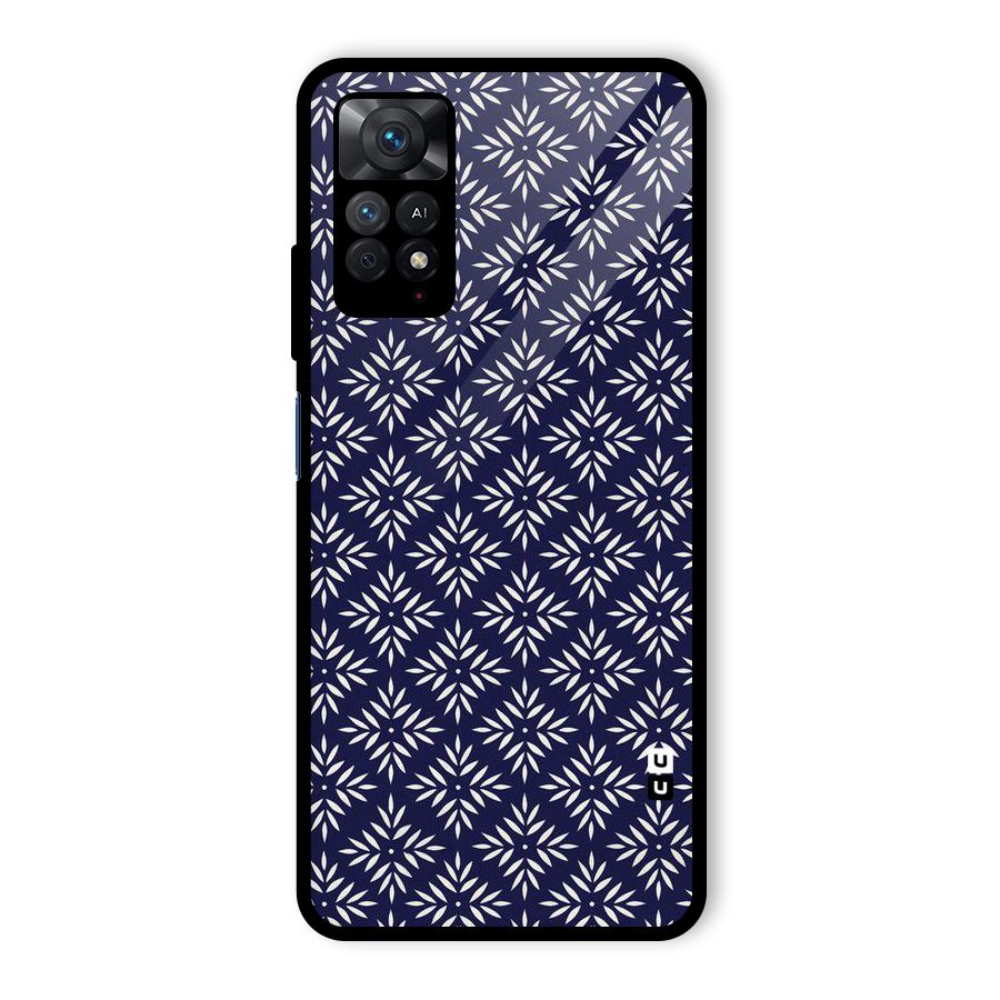 White Petals Pattern Glass Back Case for Redmi Note 11 Pro
