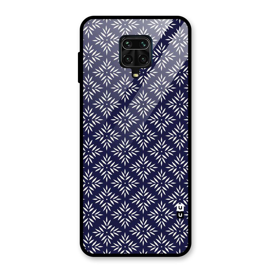 White Petals Pattern Glass Back Case for Redmi Note 9 Pro