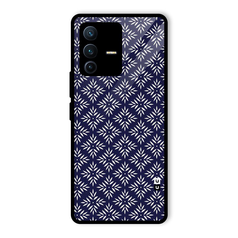 White Petals Pattern Glass Back Case for Vivo V23 Pro
